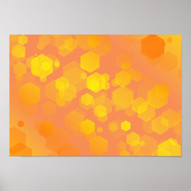 Abstract Hexagon Art - Yellow and Orange Tones Poster (Front)