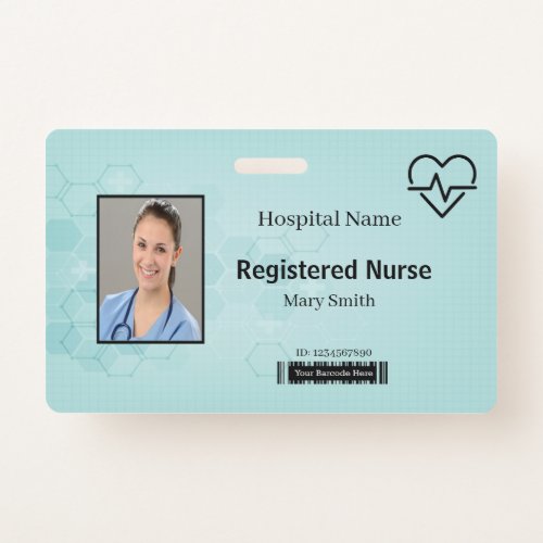 Abstract Hexagon Medical Heat Beat Lifeline ID Badge