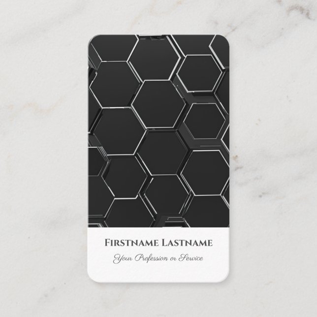 Abstract hexagonal shapes in 3d optic design business card (Front)