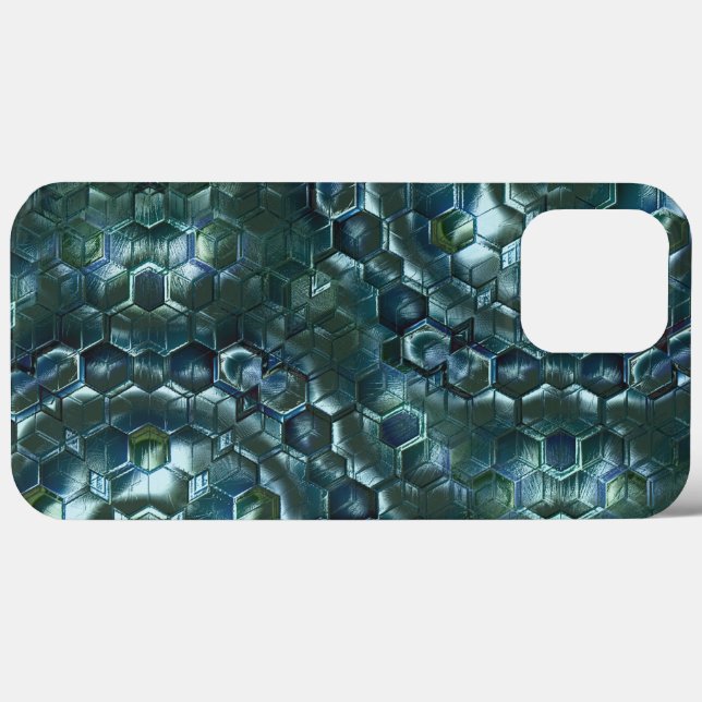 Abstract hexagons in stained luminosity dark cyan  Case-Mate iPhone case (Back (Horizontal))
