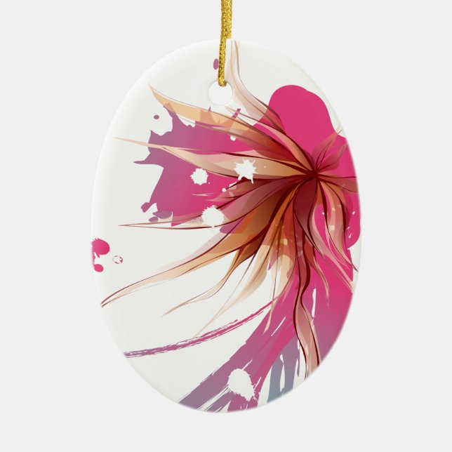 Abstract Hibiscus Flower Ceramic Ornament (Front)
