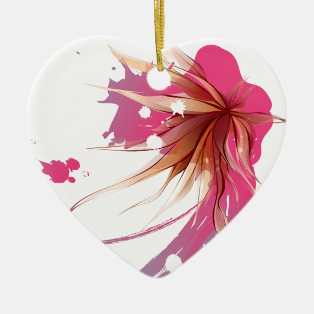 Abstract Hibiscus Flower Ceramic Ornament (Front)