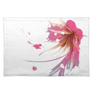 Abstract Hibiscus Flower Cloth Placemat