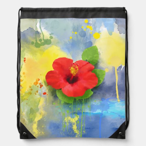 Abstract Hibiscus Flower Drawstring Bag