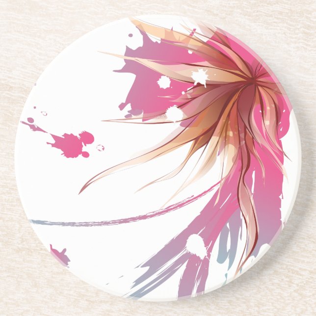 Abstract Hibiscus Flower Drink Coaster (Front)