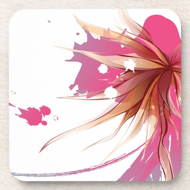 Abstract Hibiscus Flower Drink Coaster (Front)