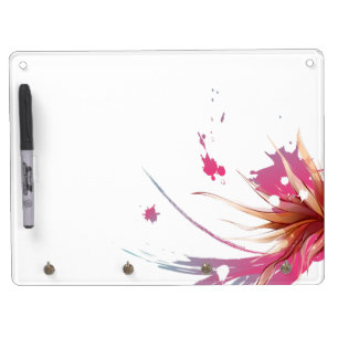 Abstract Hibiscus Flower Dry Erase Board With Keychain Holder