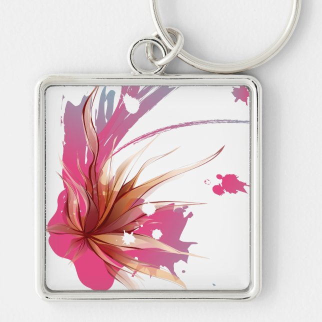 Abstract Hibiscus Flower Keychain (Front)