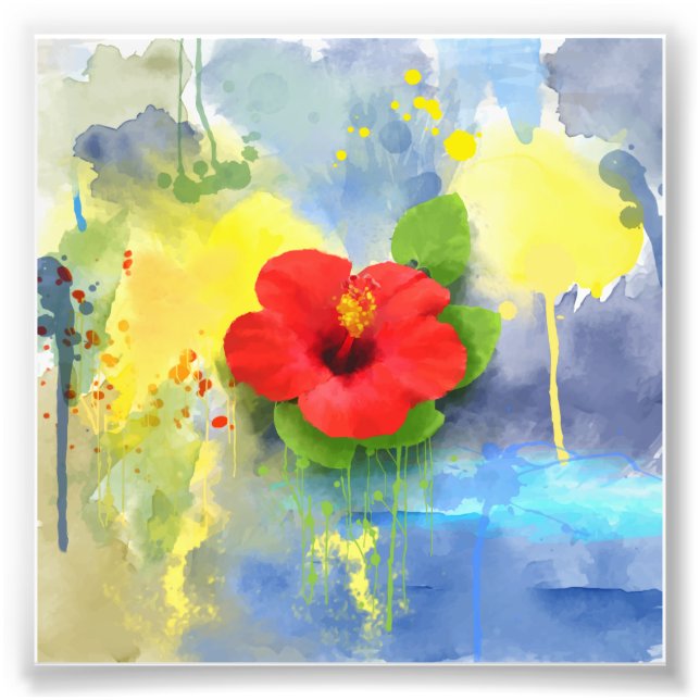 Abstract Hibiscus Flower Photo Print (Front)