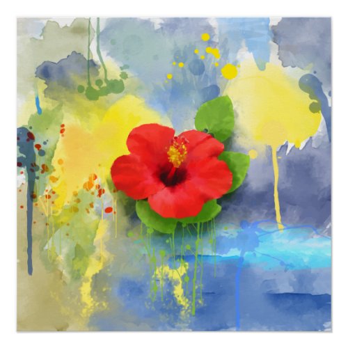 Abstract Hibiscus Flower Poster