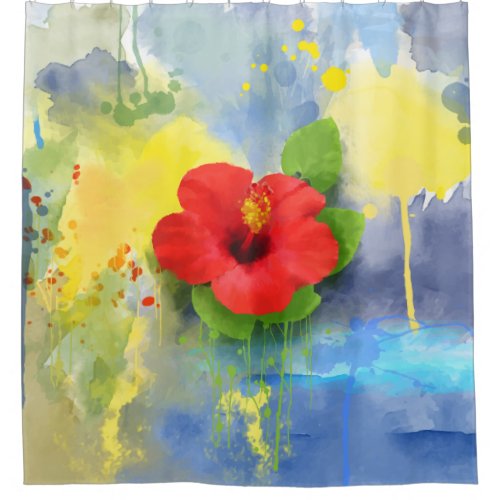 Abstract Hibiscus Flower Shower Curtain