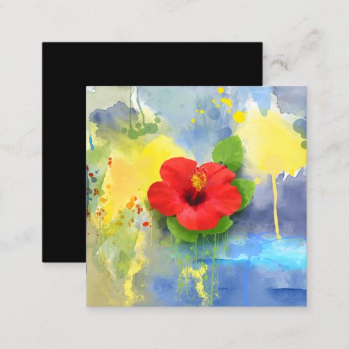 Abstract Hibiscus Flower Square Business Card