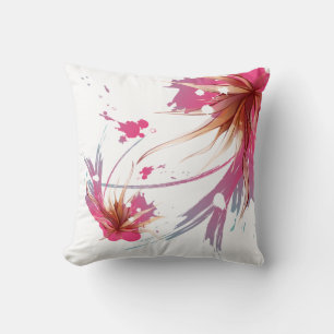 Abstract Hibiscus Flower Throw Pillow