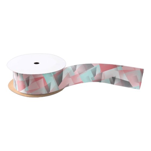 Abstract Hip Modern Geometric Mosaic Art Pattern Satin Ribbon