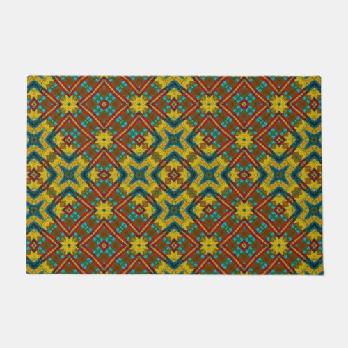  Abstract Hippie Boho Pattern Rustic Earthy Tribal Doormat