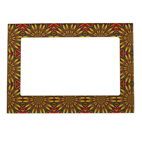  Abstract Hippie Red  Yellow Floral Ethnic Tribal Magnetic Frame