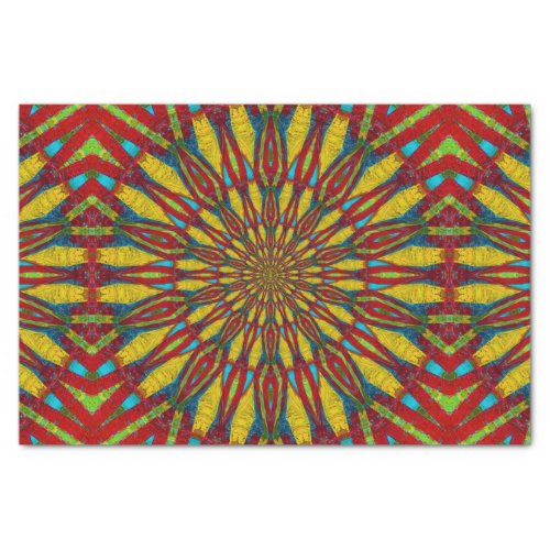  Abstract Hippie Red  Yellow Floral Ethnic Tribal Tissue Paper