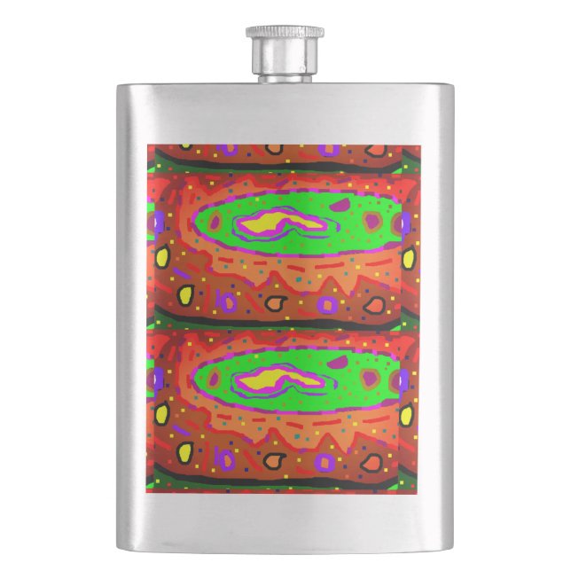 ABSTRACT HIPPY ART RETRO FLASK (Front)