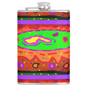 ABSTRACT HIPPY ART RETRO FLASK
