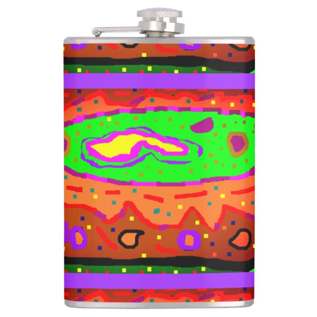 ABSTRACT HIPPY ART RETRO FLASK (Front)