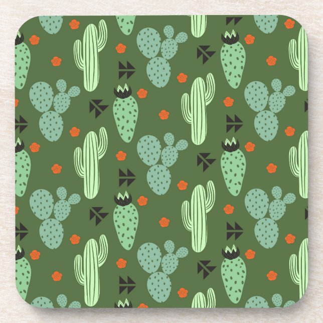 Abstract Hipster Cactus  Desert Pattern Coaster (Front)