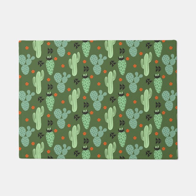 Abstract Hipster Cactus  Desert Pattern Doormat (Front)