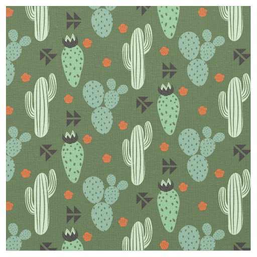 Abstract Hipster Cactus  Desert Pattern Fabric