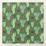 Abstract Hipster Cactus  Desert Pattern Glass Coaster
