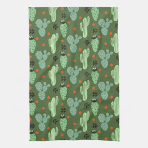 Abstract Hipster Cactus  Desert Pattern Kitchen Towel