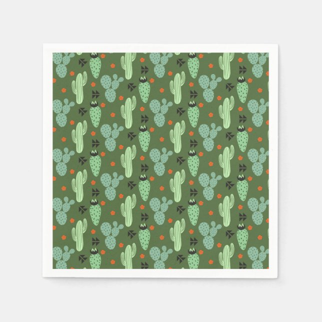 Abstract Hipster Cactus  Desert Pattern Paper Napkins (Front)