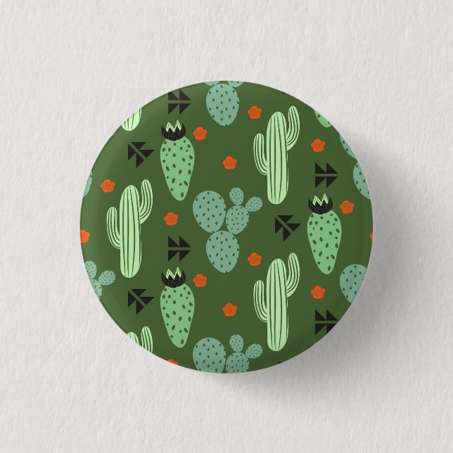 Abstract Hipster Cactus  Desert Pattern Pinback Button (Front)