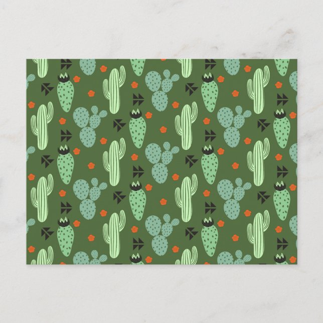 Abstract Hipster Cactus  Desert Pattern Postcard (Front)