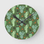 Abstract Hipster Cactus  Desert Pattern Round Clock