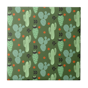Abstract Hipster Cactus Desert Pattern Tile