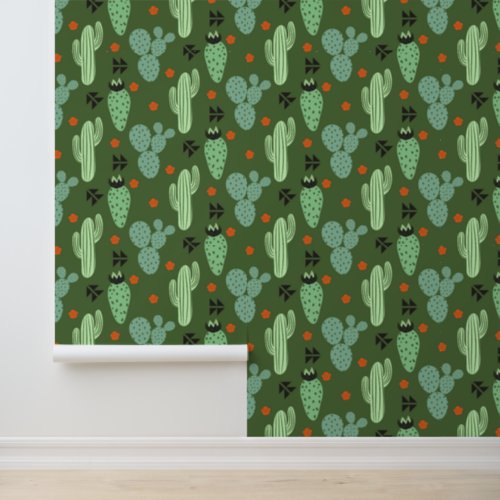 Abstract Hipster Cactus  Desert Pattern Wallpaper