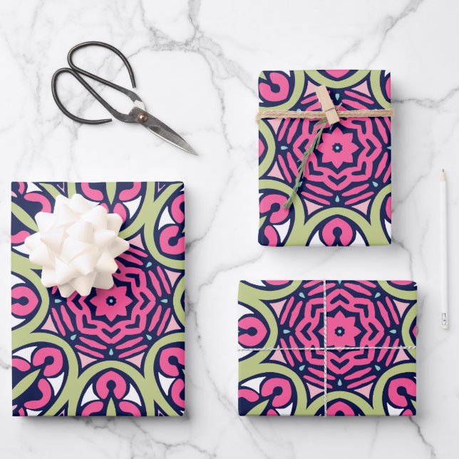 Abstract Holiday Cheer: Seamless Festive Wrapping Paper Sheets (Front)
