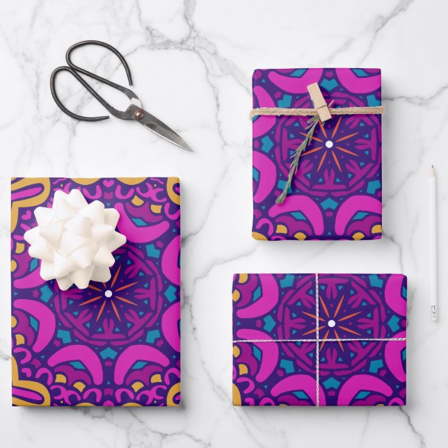 Abstract Holiday Cheer: Seamless Festive Wrapping Paper Sheets (Front)