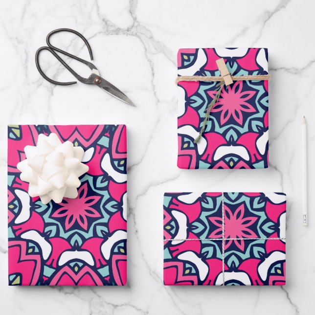 Abstract Holiday Cheer: Seamless Festive Wrapping Paper Sheets (Front)