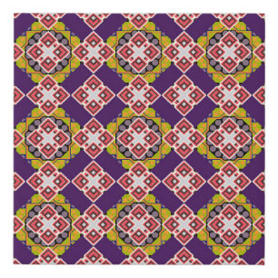 Abstract holiday wrapping paper in violet, pink an faux canvas print