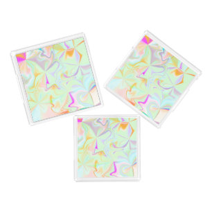 Abstract Hologram Faux Colorful Pattern Acrylic Tray
