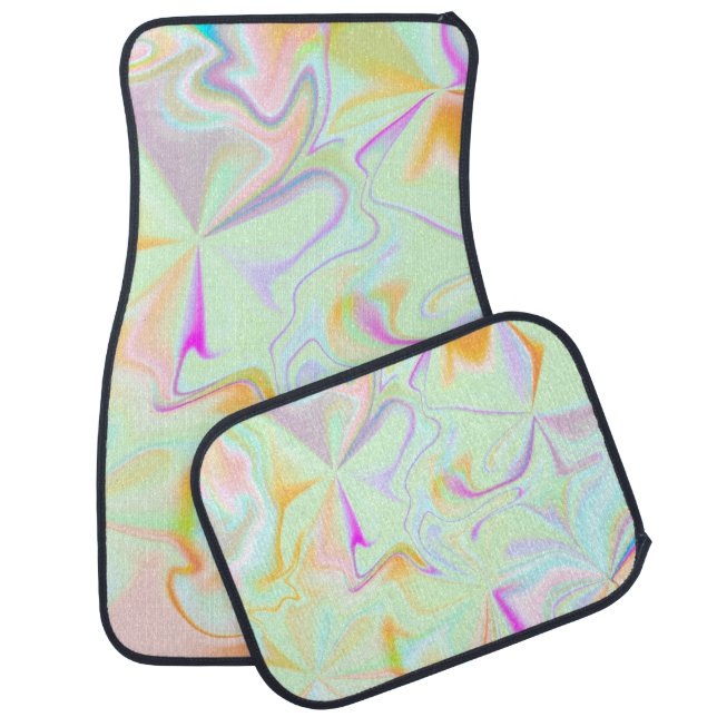 Abstract Hologram Faux Colorful Pattern Car Floor Mat (Set)