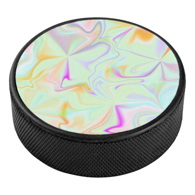 Abstract Hologram Faux Colorful Pattern Hockey Puck (3/4)