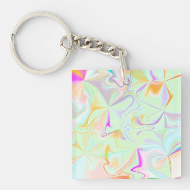 Abstract Hologram Faux Colorful Pattern Keychain (Front)