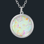Abstract Hologram Faux Colorful Pattern Silver Plated Necklace<br><div class="desc">Colorful Abstract Modern Pattern</div>
