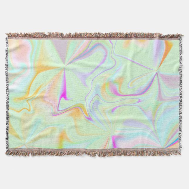 Abstract Hologram Faux Colorful Pattern Throw Blanket (Front)