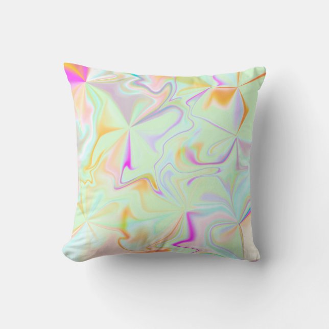 Abstract Hologram Faux Colorful Pattern Throw Pillow (Front)