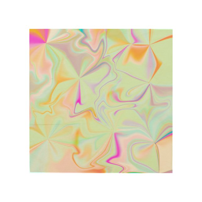 Abstract Hologram Faux Colorful Pattern Wood Wall Art (Front)