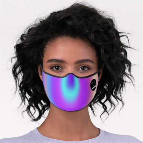 Abstract Holographic Aura Logo Name Monogram Blue Premium Face Mask