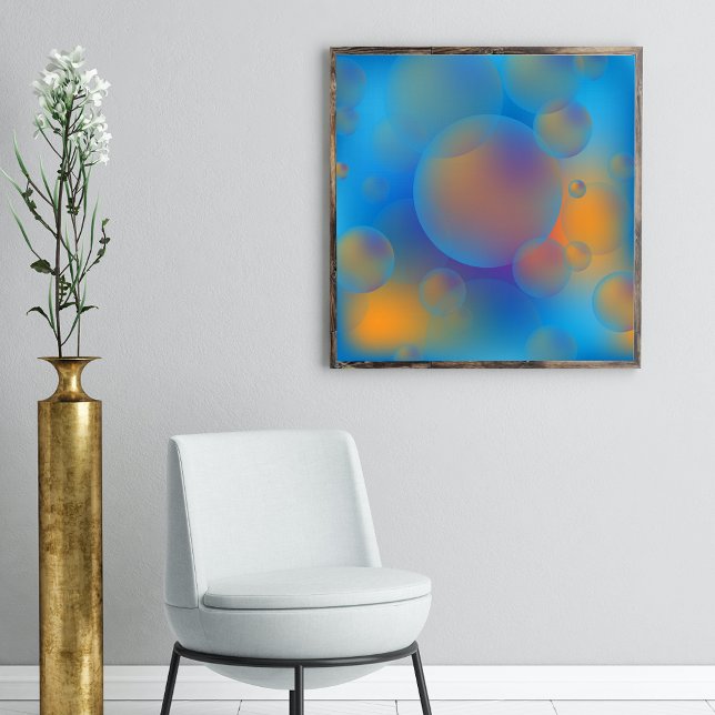 Abstract Holographic Blue Orange Gradient Bubbles Poster (Creator Uploaded)