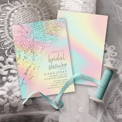 Abstract Holographic Rainbow Bridal Shower ID775 Invitation
